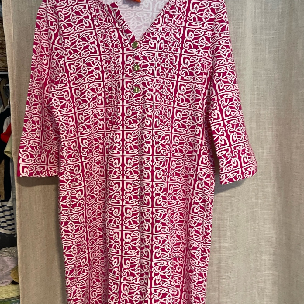 Tracy Negoshian Pink and White Mini Dress